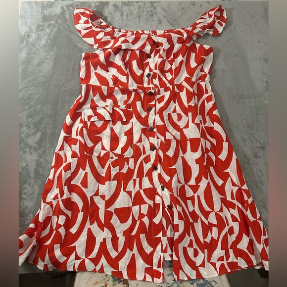 Anthropologie off the shoulder linen blend dress - Picture 3 of 13